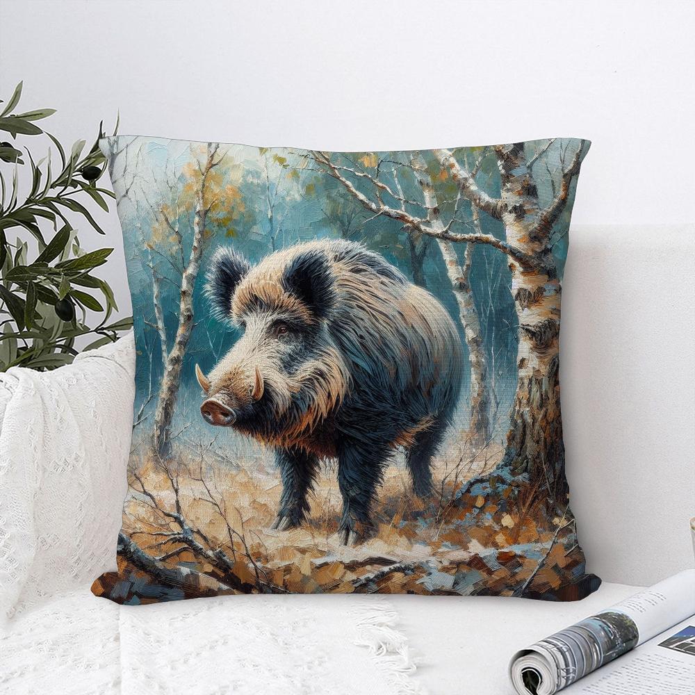 Federa Cuscino Animale Cinghiale Tessuto Peluche Morbida Federa Stampa Double Sided Copricuscino Divano Cuscino Decorativo