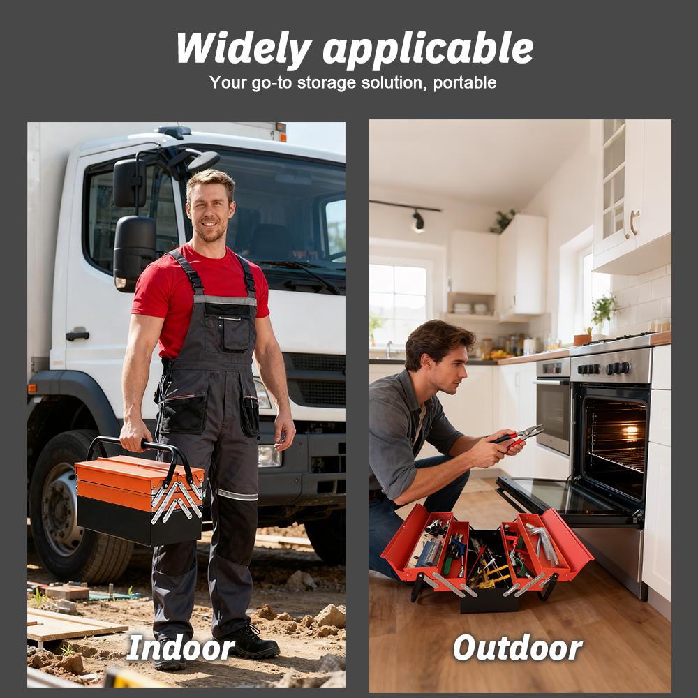 Foldable Metal Toolbox Folding Iron Tool Box Collapsible Organizer Storage Box for Car Repair Home Hand Tools Screws Nails