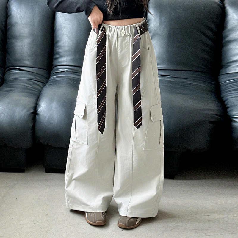 2025 Locker geschnittene Cargohosen für Mädchen: Vielseitige, trendige gerade Hose für Frühling & Herbst