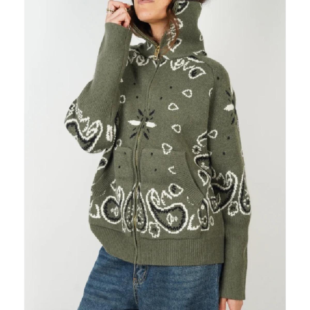 TrendHub Knitted Stand Collar Zippers Cardigan