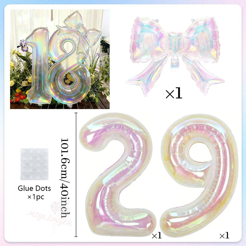 Colorful Transparent Digital Balloon Colorful Bow Balloon, Used for Birthday Parties and Anniversary Decoration