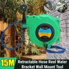 16KPA Green 16KPA Water Outdoor Spray Water Garage Tool Car Wall Mounted Automatic Reel Retractable Garden Hose Pipe Reel 8x12x15M