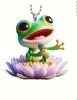 Charming Acrylic Frog With Flower Decoration Car Hanging Ornament Ideal For Car Decor