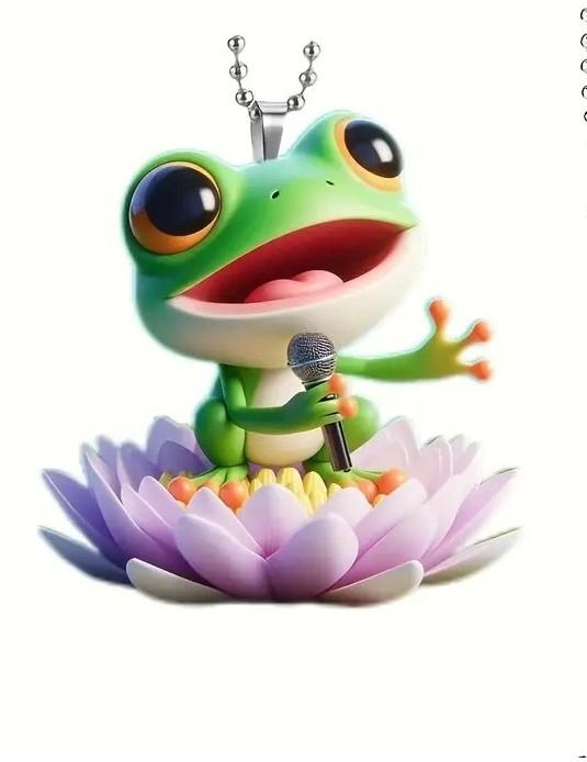 Charming Acrylic Frog With Flower Decoration Car Hanging Ornament Ideal For Car Decor