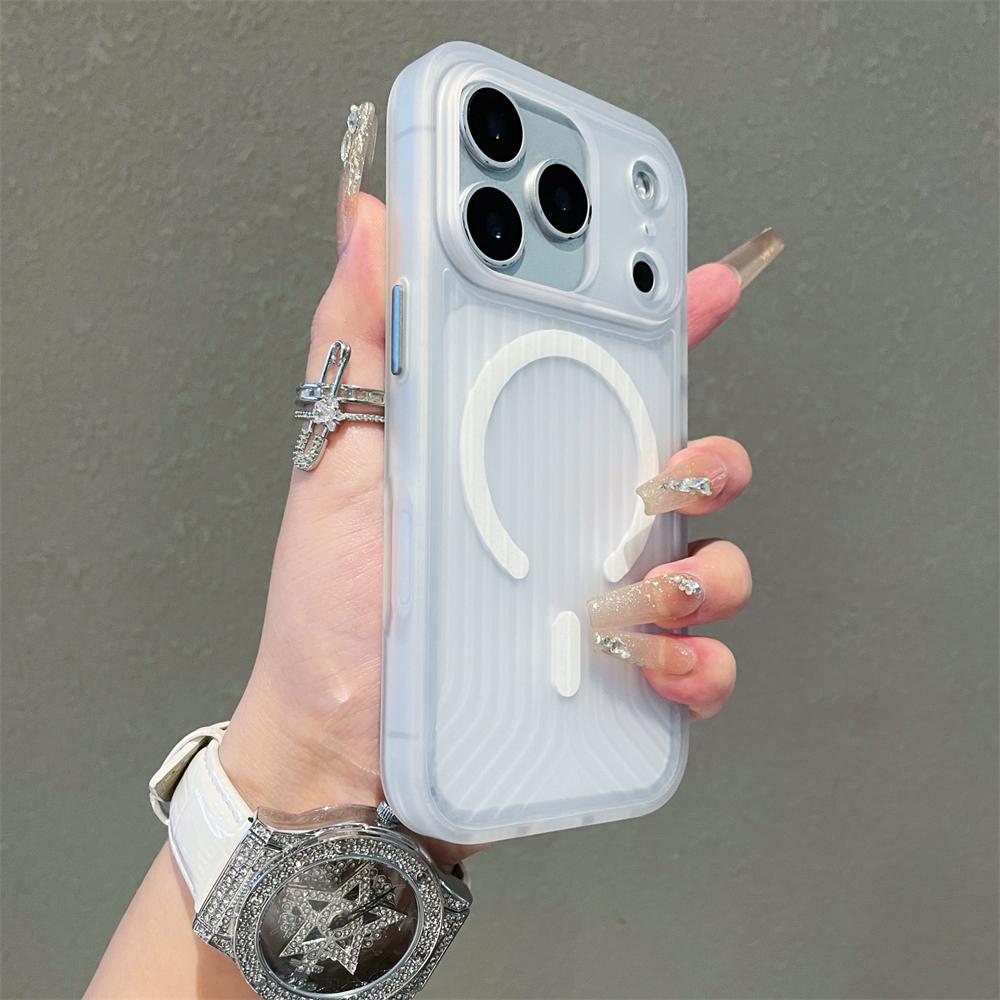 

Corrugated Pattern For Magsafe Magnetic Wireless Charge Case For iPhone 17 16 15 14 13 Pro Max Transparen Bumper PC Matte Cover iPhone 14 Pro