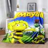 La Abeja Maya Cartoon Flannel Blanket, Cute Maya The Bee Print Warm Sofa Throw Blanket, Kids Bedroom Decor Gift For Maya Bee Anime Fans