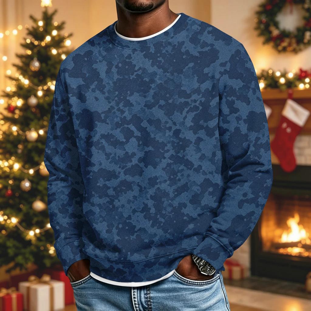 Men's Loose Fit Casual Collared Long Sleeve Shirt, Camouflage Print Outdoor Top