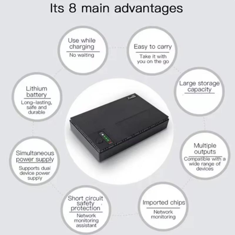 DC UPS Battery Backup 10400mAh 5V 9V 12V 2A 15V 24V 1A Output Uninterruptible Power Supply 85‑265V UPS Battery Backup hot sell