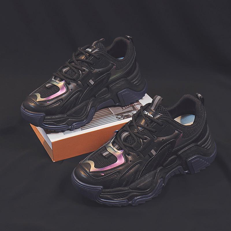 

Новые летние сетчатые кроссовки Clunky женские туфли с толстой подошвой повседневные легкие нескользящие спортивные туфли модные 40 чёрный