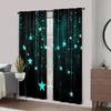 Set Of 2 Blue Tassel Stars Print Curtains Suitable Bedroom Living Room Kitchen Decoration Home Window Curtain For Sitting Made Polyester