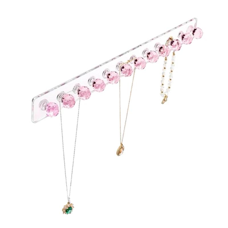 1Pcs Necklace Hanging Rack Acrylic Necklaces Holder Wall Mounted Jewelry Organizer Bracelets Chains Hanging Shelf