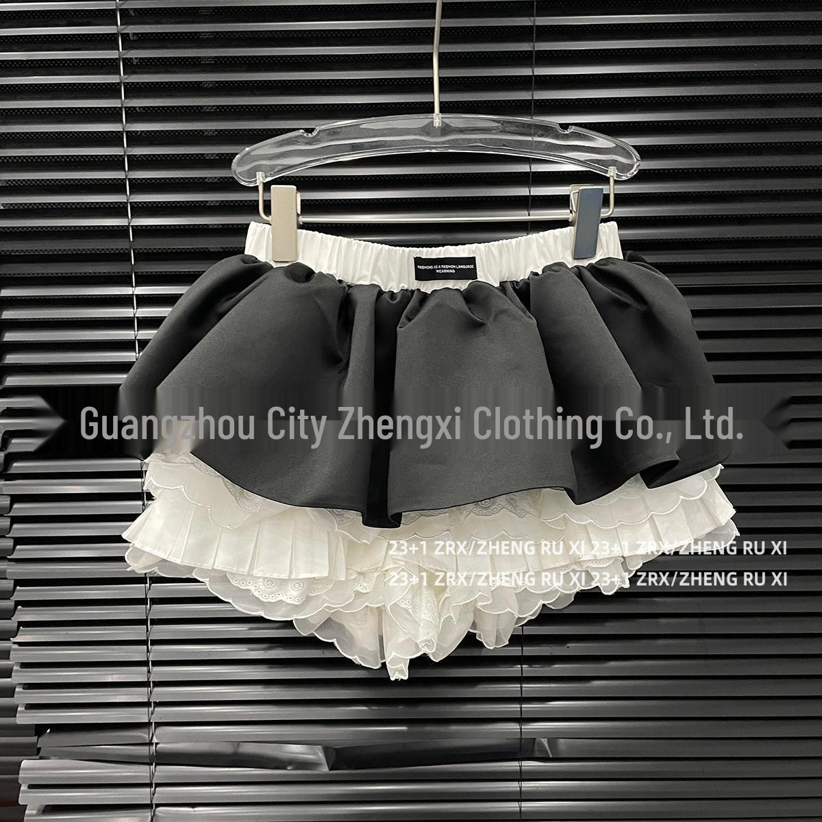 

Women s Color Block Set: Niche Design Short T-Shirt + Fluffy Skirt Two-Piece Ensemble Extra Large