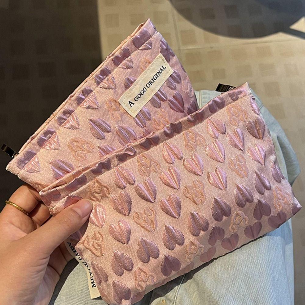 

Ins Styling Make Up Purse Zipper Makeup Bag Elegant Fashion Cosmetic Bag Travel pink-trapezoid