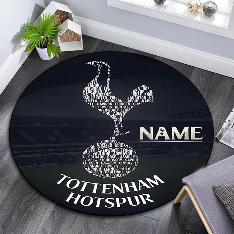 Custom Name,Tottenham Hotspur pattern round rug,Carpet Rug for Living Room Bedroom Playroom ,Non-slip Floor Mat,Holiday Gifts and Birthday Gifts.