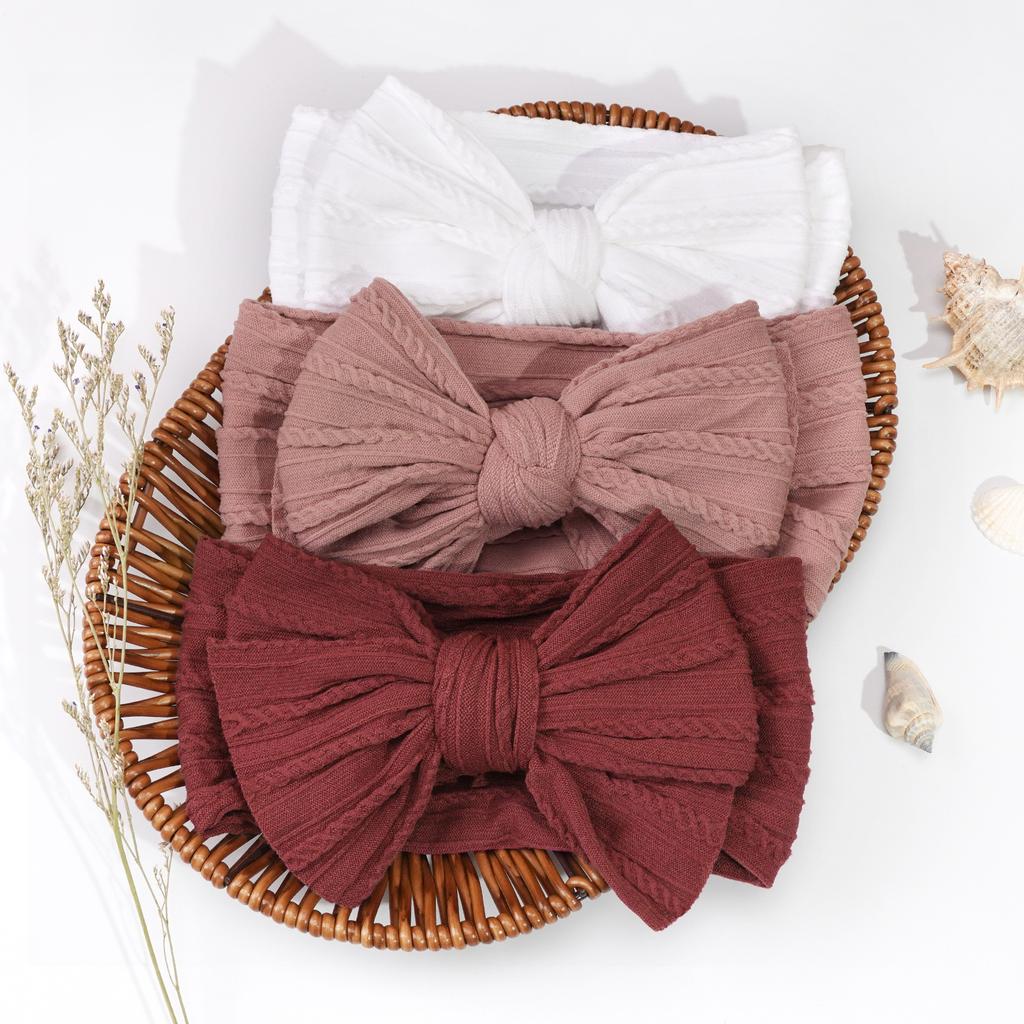 Children's Jacquard Headband Big Bows Newborn Elastic Soft Nylon Headbands For Baby Girl Infant Hair Accessories Kids Headwear