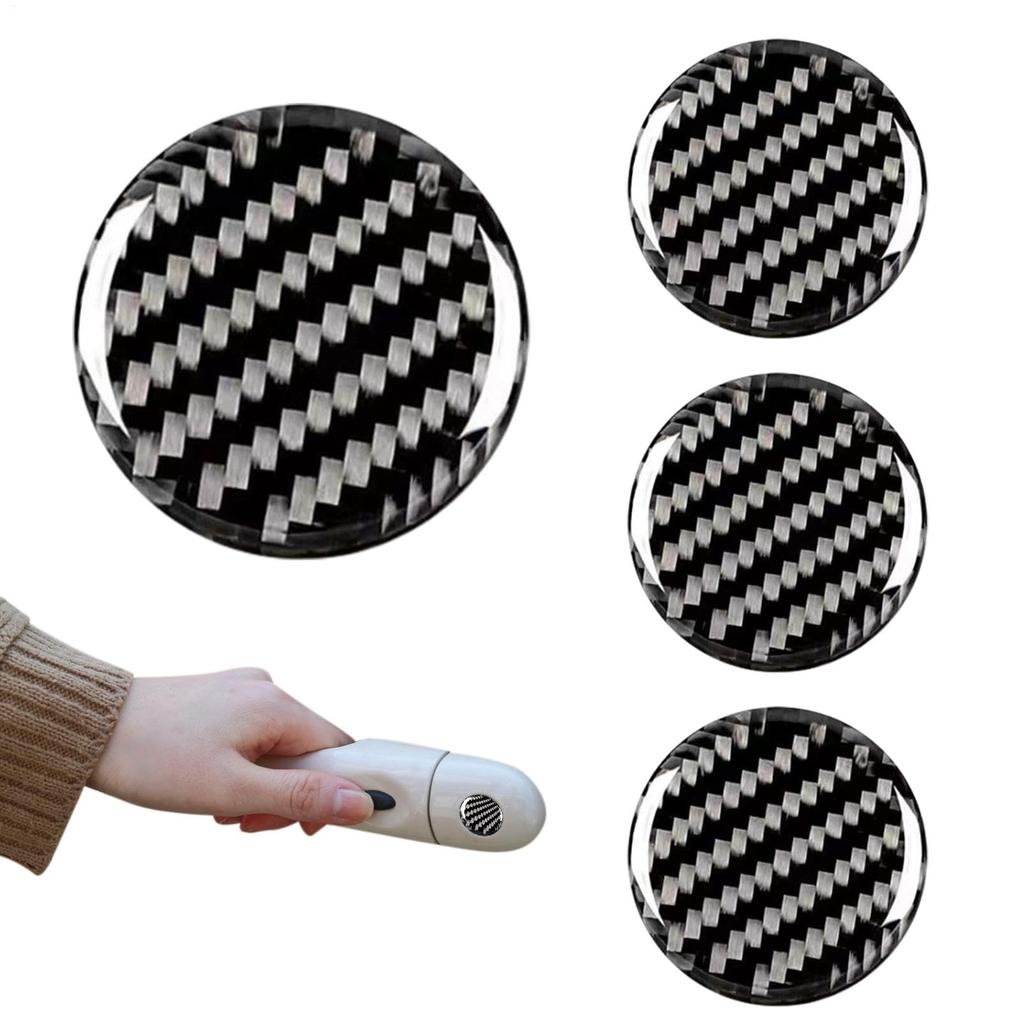 4 Pcs Exterior Door Key Cover, Creative Car Keyhole Carbon Fiber Sticker Multi-functional Decorative