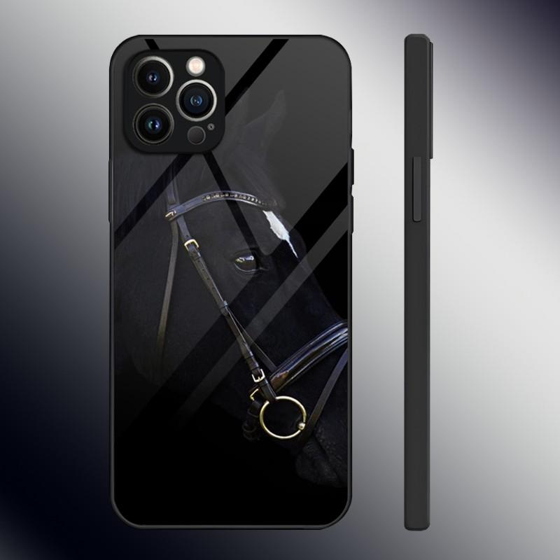 Domineering Cool Horse Phone Case Tempered Glass For IPhone 13 12 11 14 Pro Max Mini X XR XS 8 7 6s Plus SE 2020 Cover