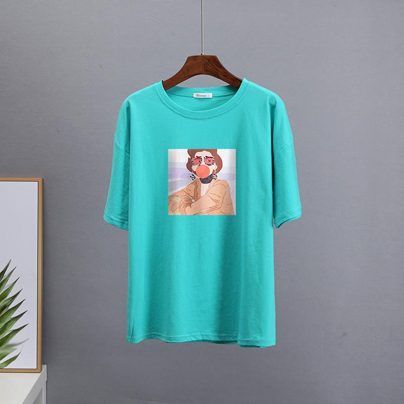 Hirsionsan Kawaii Graphic Printed T Shirts Women Summer Plus Size Harajuku Cotton Tees Oversized Casual Short Sleeves Female Top