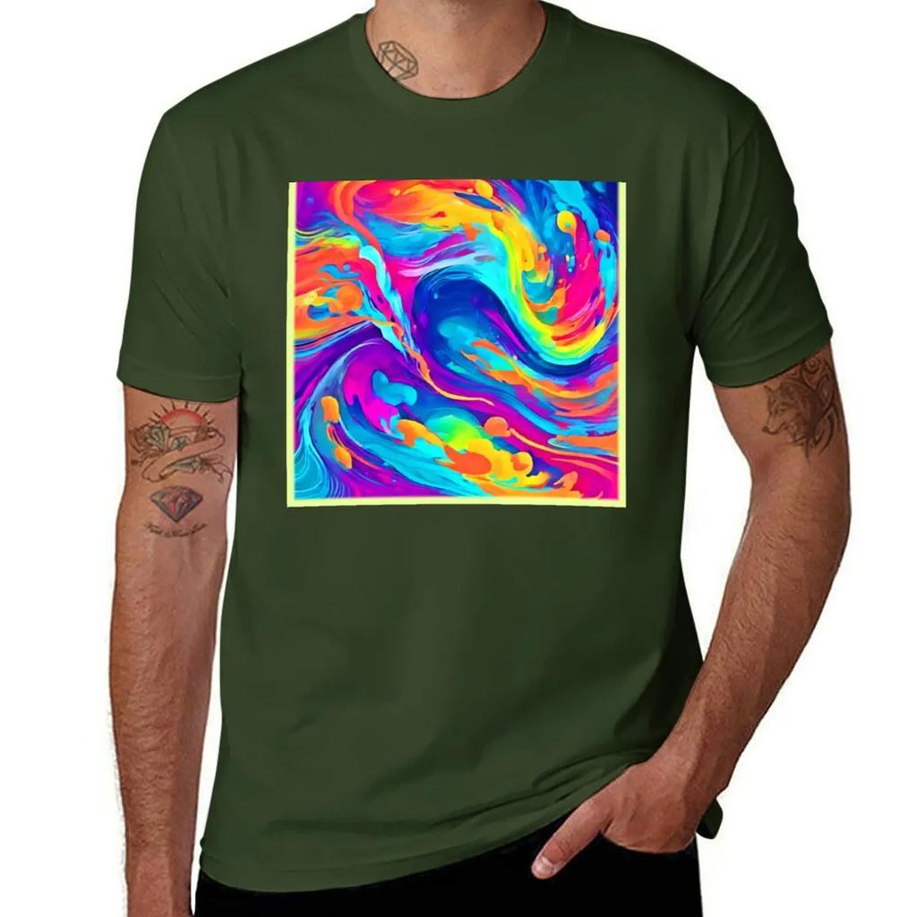 Abstract Badist Art: Vibrant Colors T-shirt summer top anime fitted t shirts for men