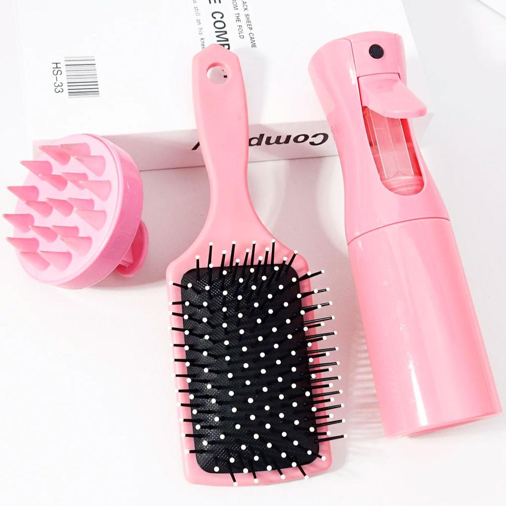3-piece hair styling tool set, including 200ml spray bottle, airbag massage comb and shampoo brush, Special for real hair wigs