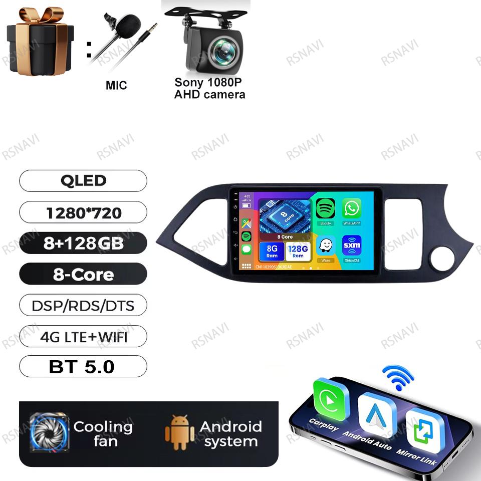 Car Radio Android 16 For KIA PICANTO Morning 2011-2016 RHD Navigation DVD BT 5G WIFI Viedo Player Autoradio 4G LTE Head Unit DSP