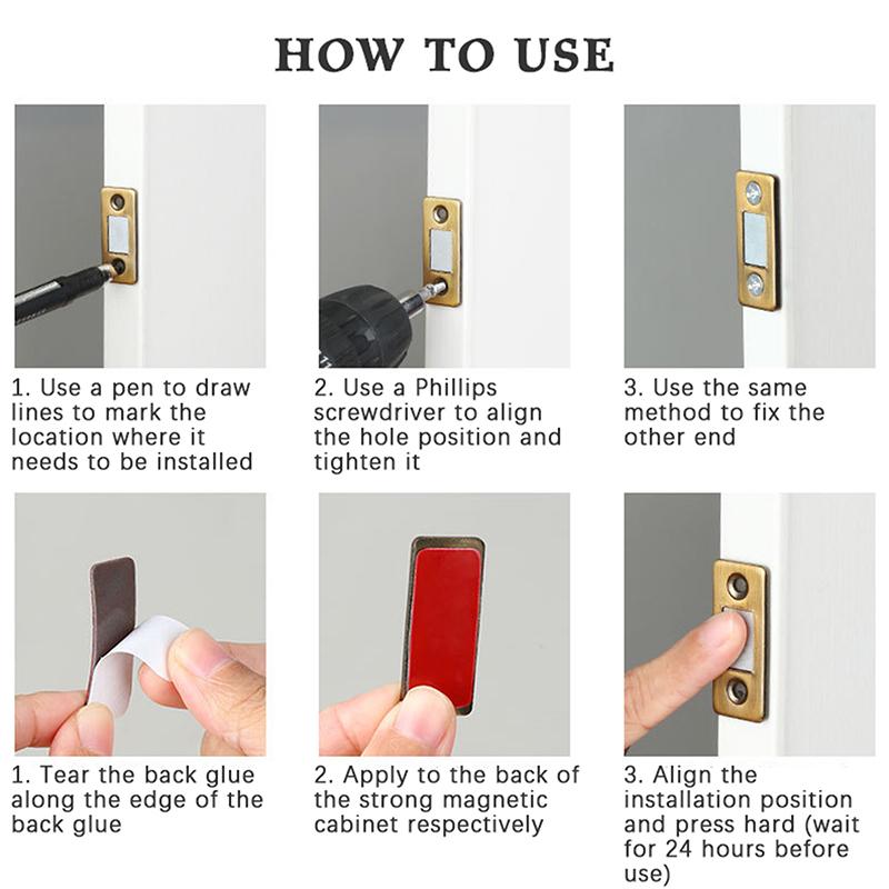 5 Pairs Magnetic Cabinet Catches Ultra Thin Door Strong Magnets Stopper Invisible Adhesive Drawer Magnet Lock
