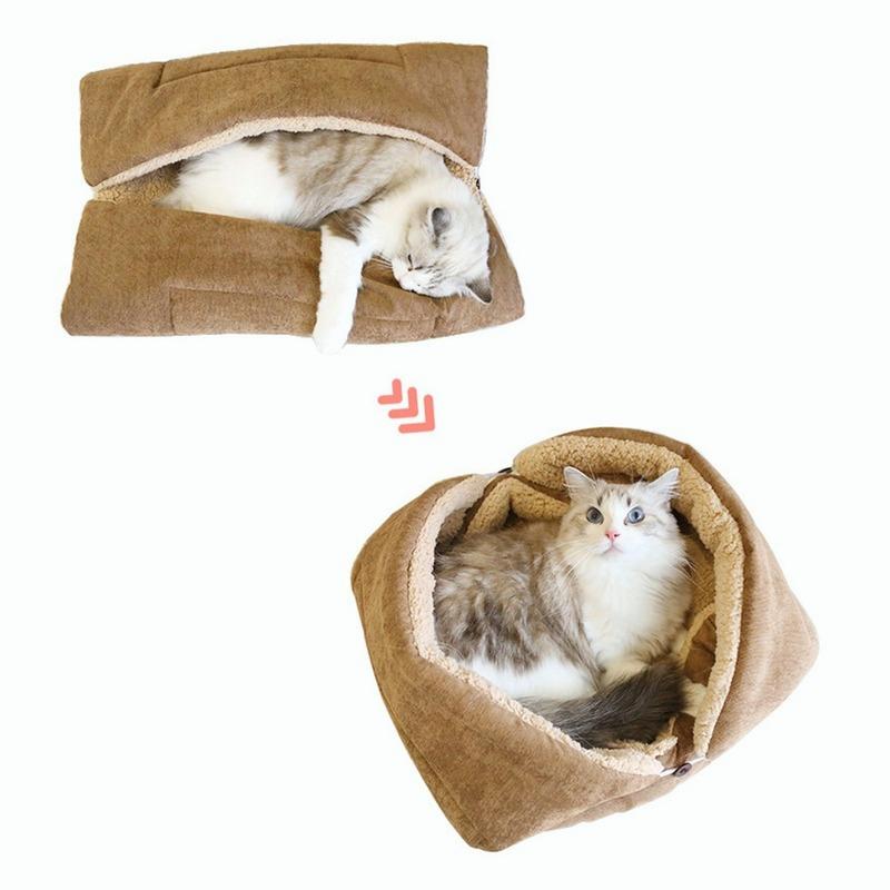 2 v 1 Skládací podložka pro mazlíčky Teplá postel pro mazlíčky Bouda pro mazlíčky Nadýchaný pohodlný polštář pro mazlíčky