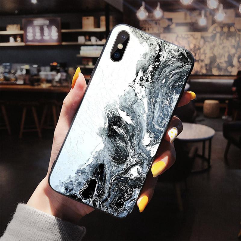Weiche Telefonhülle mit glänzender Granitstein-Marmorstruktur für iPhone X XS XR 11 Pro Max SE2020 6s 6 7 8 plus 5 5S 10 TPU-Schale