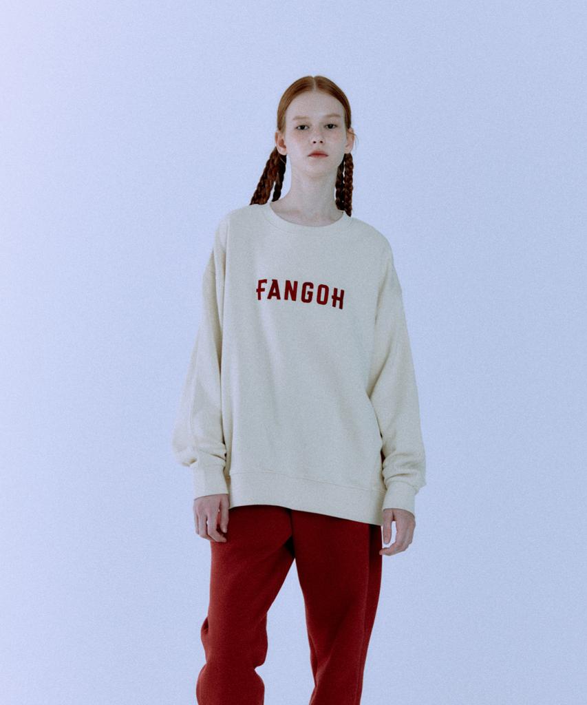 FANGOH F-Logo Embroidered Crewneck Sweatshirt Cream