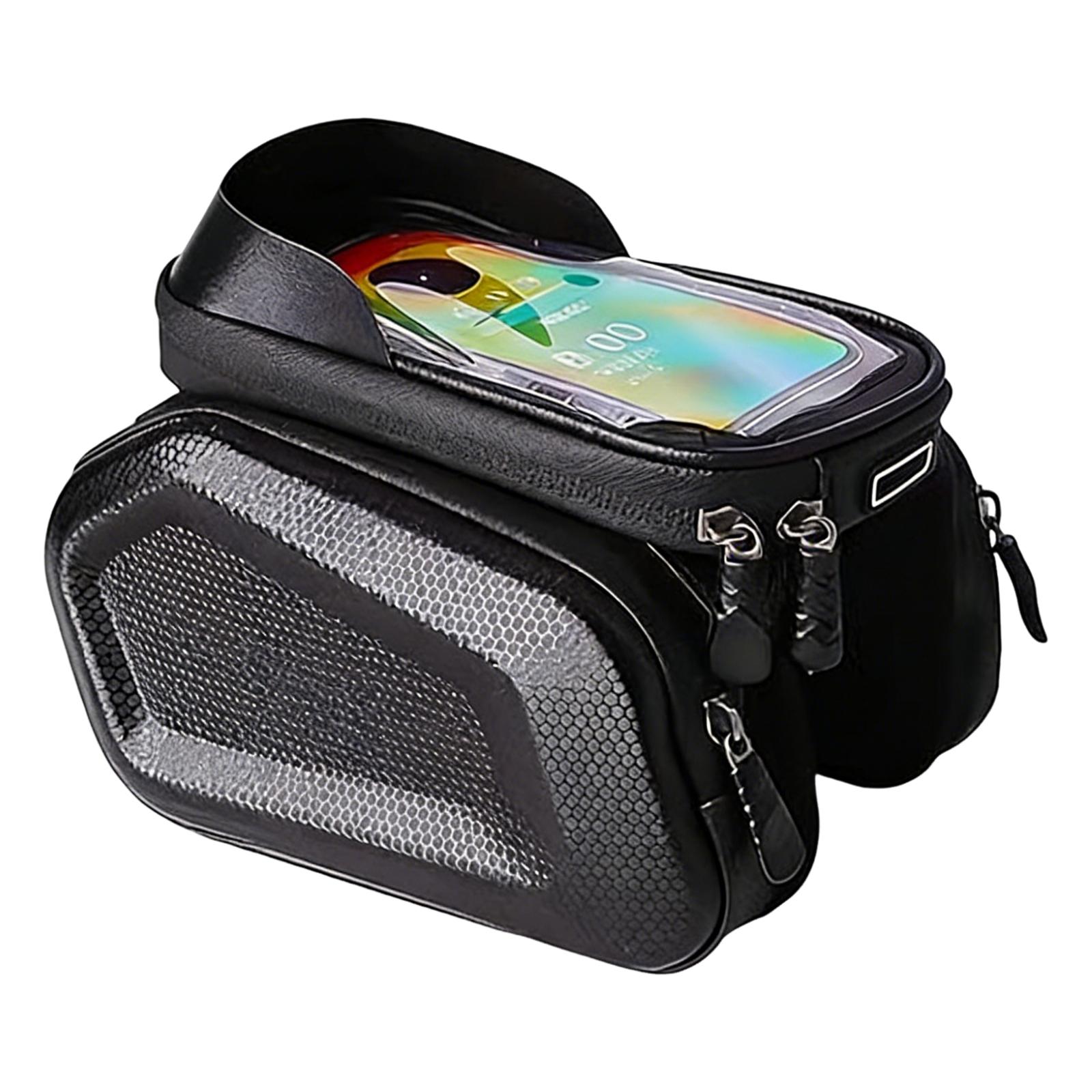 

Front Bike Bag Waterproof Bicycle Accessories Bike Phone Bag with TPU Sensitive Touch Screen Cycling Gift for Mountain Racing чорний
