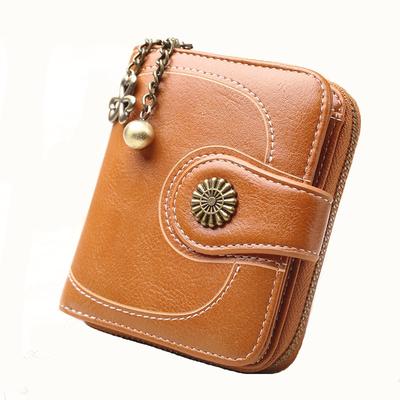 Damen Vintage Geldbörsen Gefettetes Leder Blume Damen Reißverschluss Münzgeldbörse Weibliche Kleine Clutch Geldbeutel Kreditkartenhalter Geldbörse