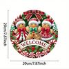 Festive Gingerbread Man Metal Wall Art, Christmas Round Sign for Home Kitchen Porch Decoration, 2D Flat Holiday Gingerbread Cookie Decor