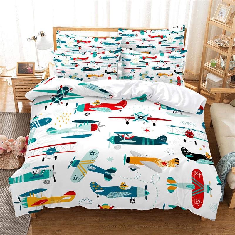 

Cartoon Helicopter Car Down Duvet Suit Set Youth King Quilt Cover Fashion Boy Bedding Set Children Bedding Bed Set EU single(135x200cm)