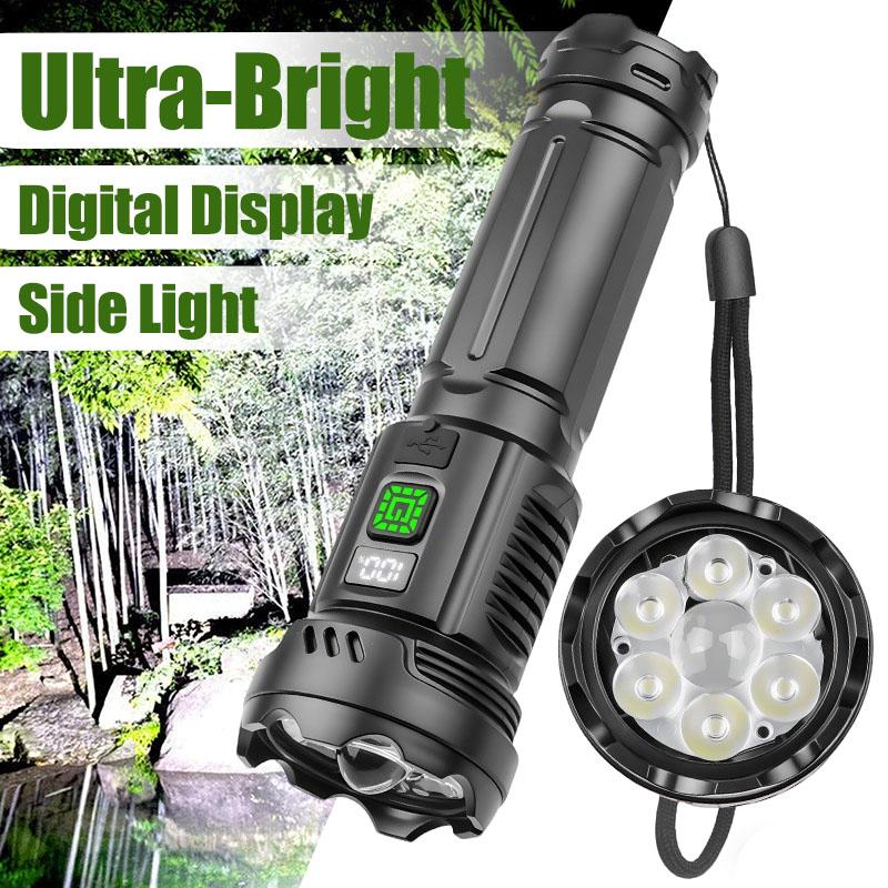 Super Jasna 7-LEDowa Latarnia Kempingowa, Ładowana przez USB-C, Przenośna Wodoodporna Latarka na Zewnątrz, do Sytuacji Awaryjnych, Wędrówek, Wędkarstwa, Awarii Zasilania, Sprzęt Przetrwania