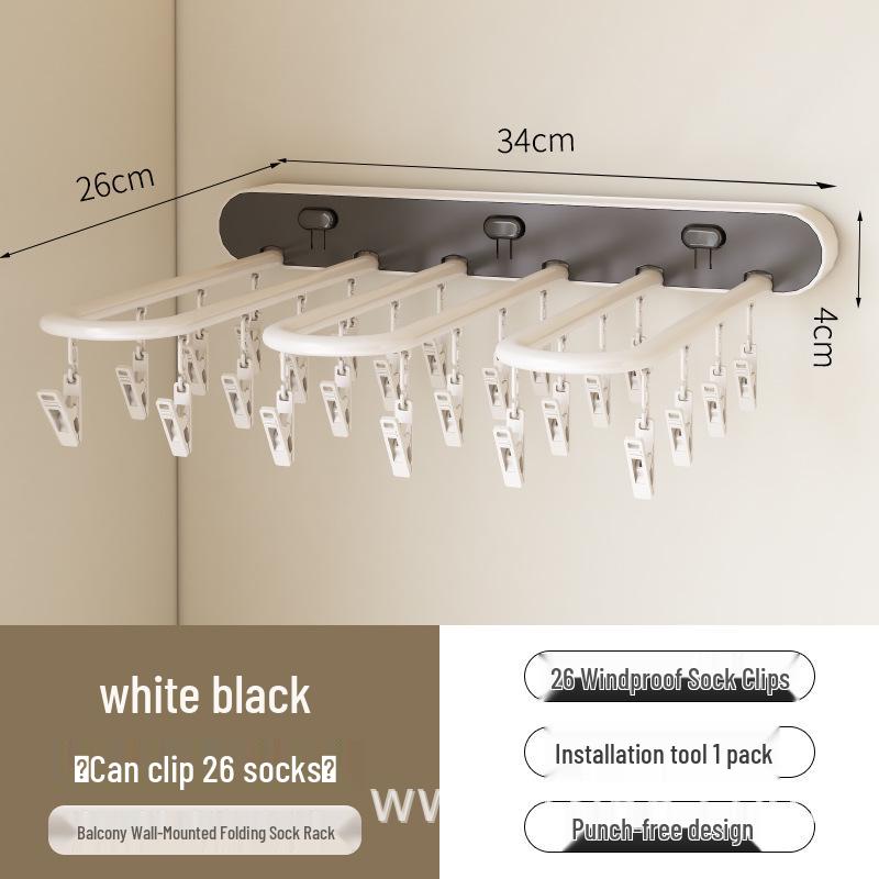 

No-Drill Multifunctional Clothes Rack with Clips for Drying Socks and Underwear