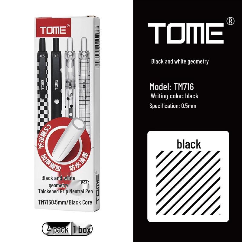 

TOME Black & White Geometric Ballpoint Pen, 0.5mm Conical Tip, Ideal for Students, Note-taking, Exams - 716 Dots Design. 0.5mm