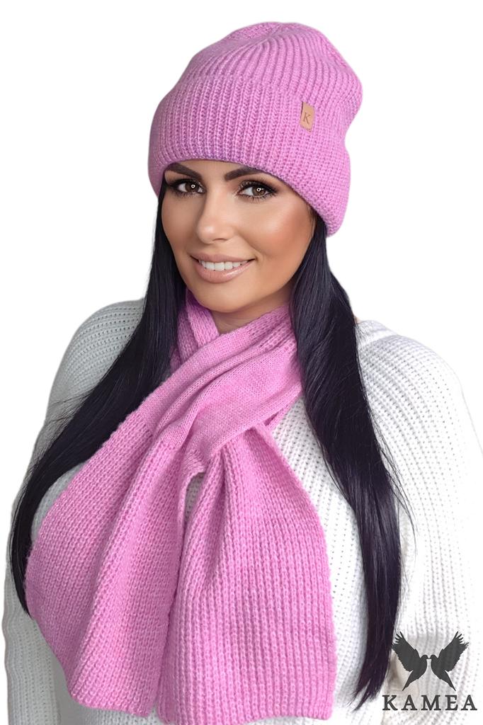 Chloe Hat and Scarf Set Pink