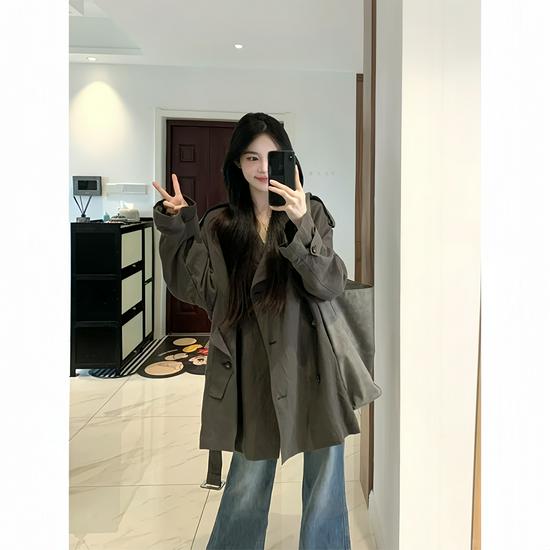 2025 Women's Spring Korean-Style Thin Casual Trench Coat