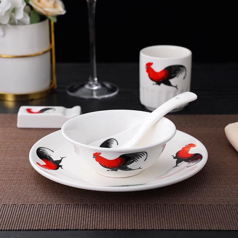 Set di piatti in ceramica vintage con gallo