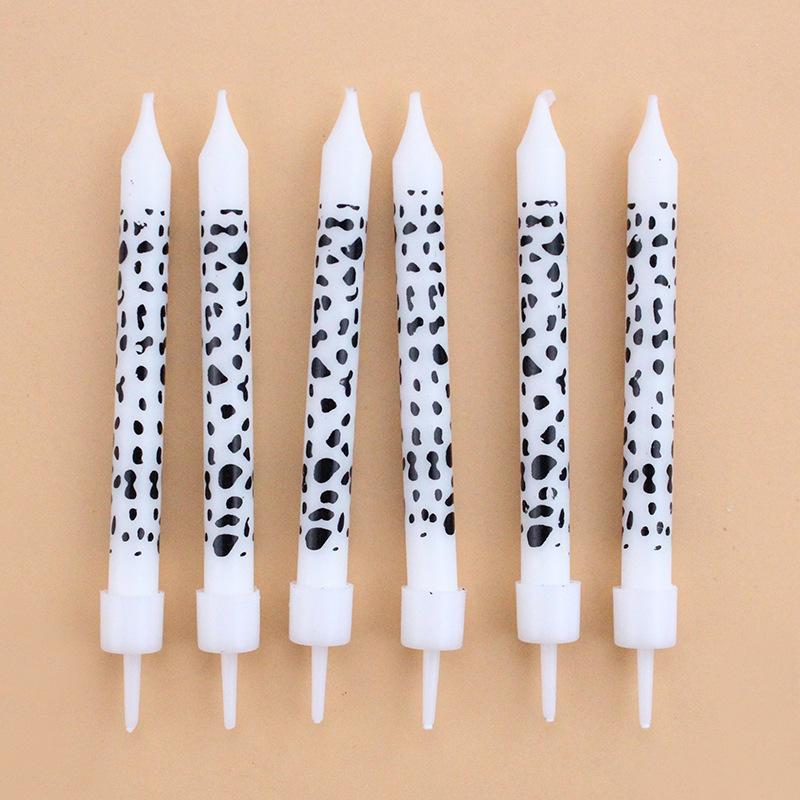 Ins Style Cow Theme Printed Pattern Cake Candles Creative Party Personalized 6 Suck Card Candles