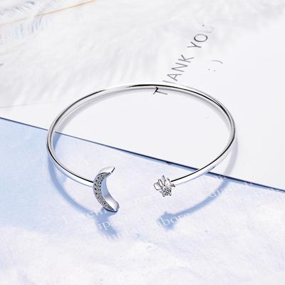925 Sterling Silber Mode Sterne und Mond Armbänder Armreif Mosaik Zirkon Armreifen Für Frauen Mädchen Dropshipping S-B35