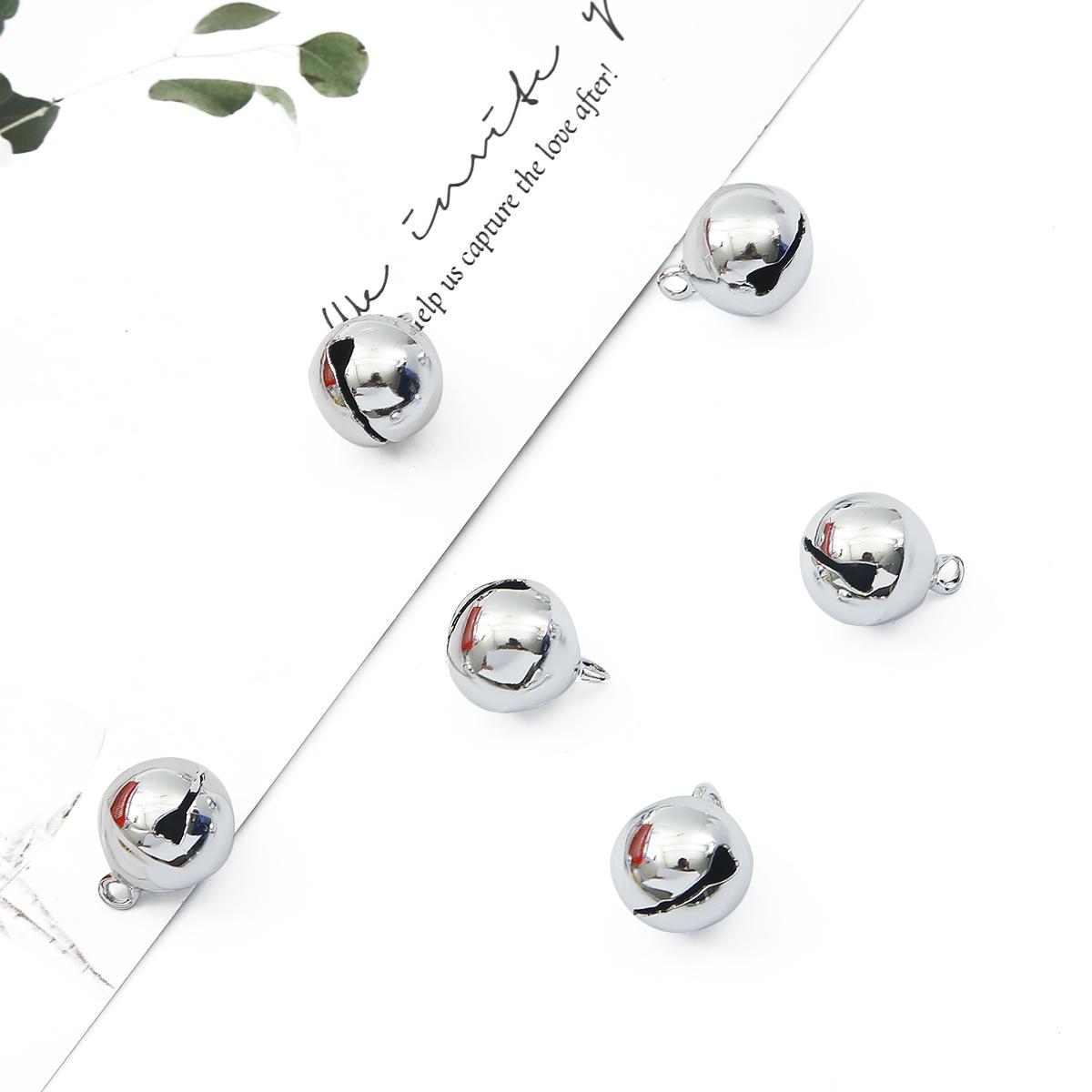 

10 шт./лот, разноцветные железные металлические бусины, колокольчики, рождественские украшения, подвески, материал, поделки, рождественские колокольчики серебряный