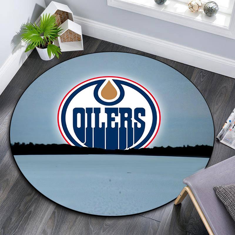 Edmonton Oilers2 Round Area Rug,Carpet Rug for Living Room Bedroom Sofa Playroom Decor,Non-slip Floor Mat