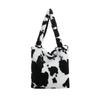 Fashionable Plush Handheld Tote Bag For Women With Luxury Cow Print And Soft Material