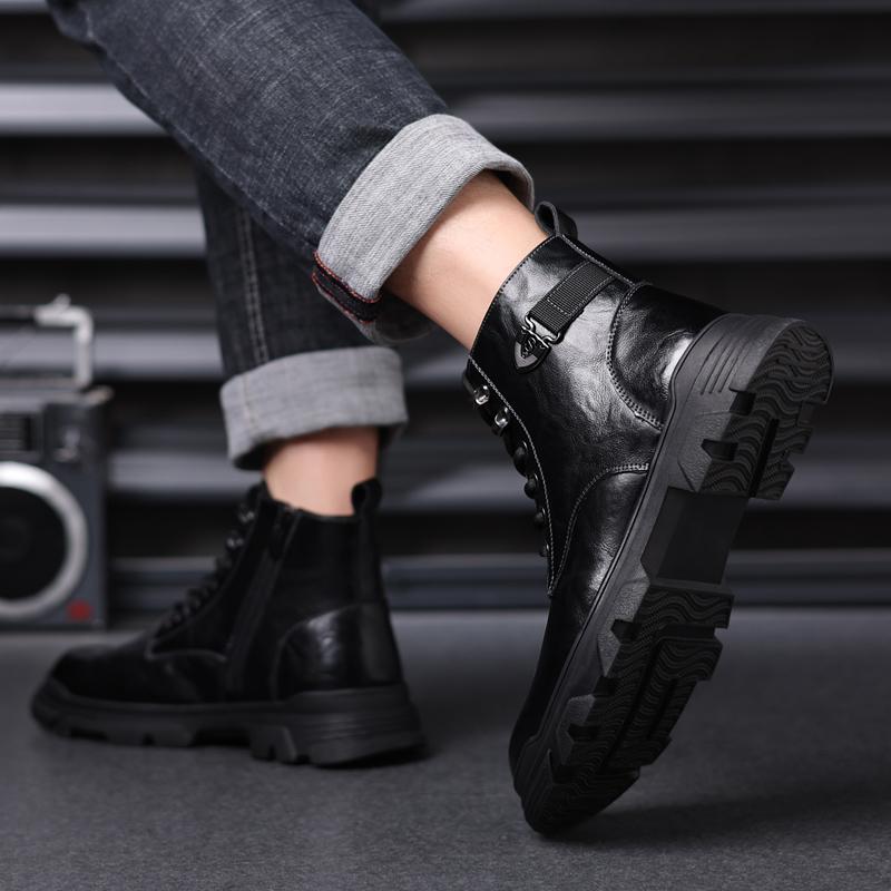 Modne Jesienne Śniegowce Męskie Modne Męskie Buty z Prawdziwej Skóry Oddychające Buty za Kostkę Outdoorowe Casualowe Męskie Buty Zimowe Buty Męskie