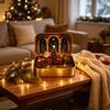 Miniature Holiday Scene Tiny Christmas Wonderland in a Tin, Mini Diorama Decor, Winter Home Accents with Santa, Tree, Gifts & Snowman, Table
