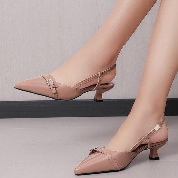 Spring and Summer New Pointed-toed Thin-heeled Fashion Women's Shoes Patent Leather Thin Medium Heel Empty Single Shoes High Heels