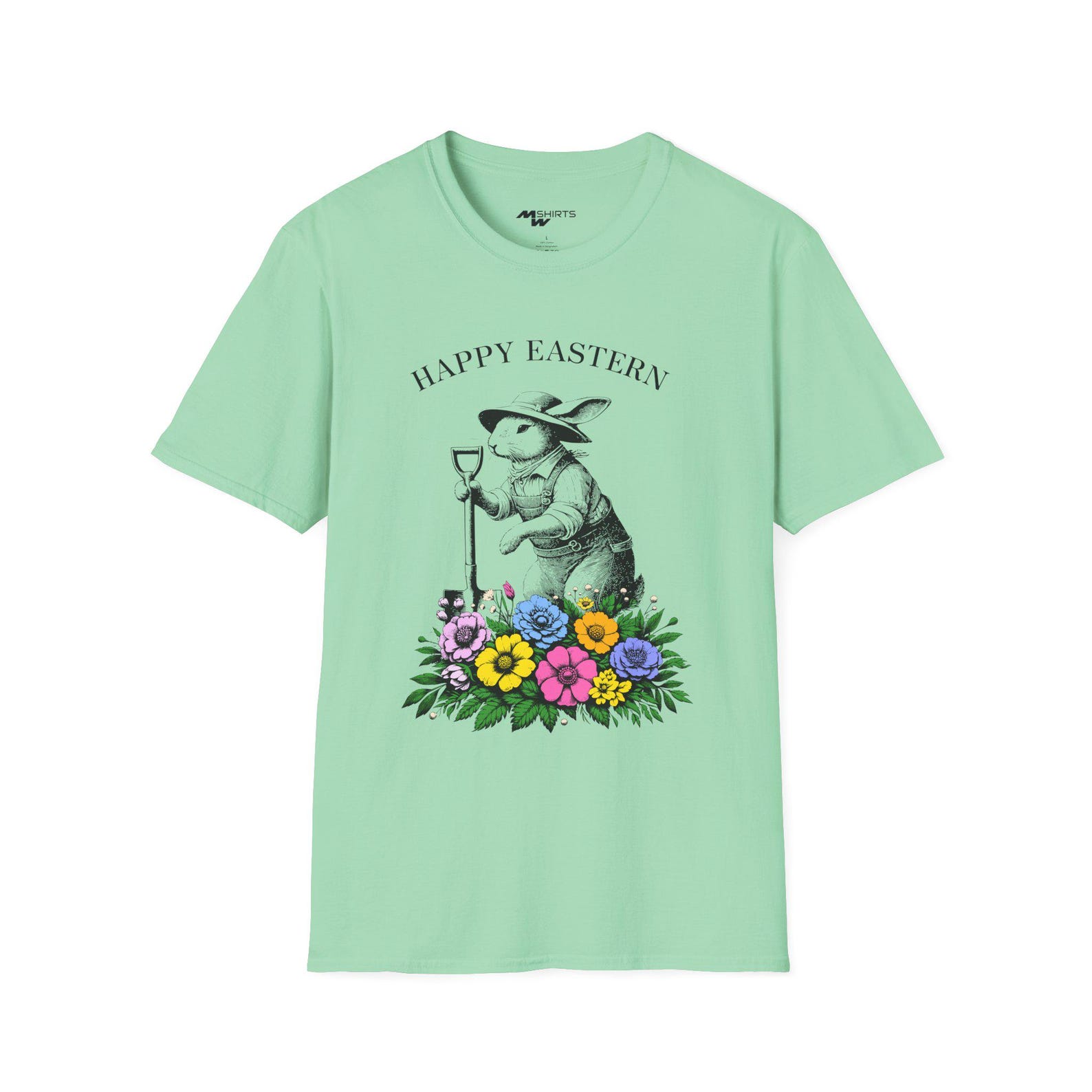 Happy Easter Bunny T-Shirt: Unisex Floral Rabbit Graphic Tee 3XL