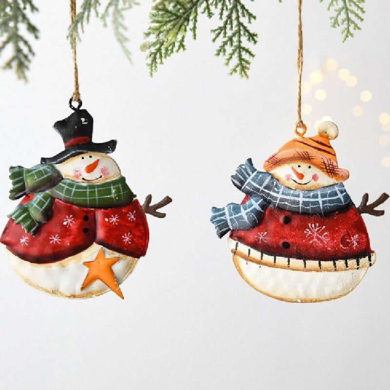Christmas Tree Decorations Iron Circular Snowman Christmas Tree Pendant Decoration For Party 2026 Navidad Natal Decor Gift