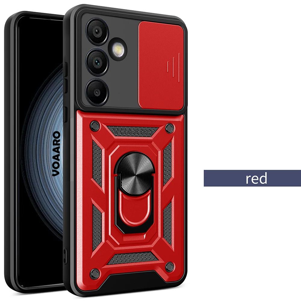 Slide Lens Armor Funda for Samsung Galaxy S24 FE Ultra S23 Plus Ultra M15 F15 M55 A15 A55 A35 5G Case Magnetic Ring Stand Cover